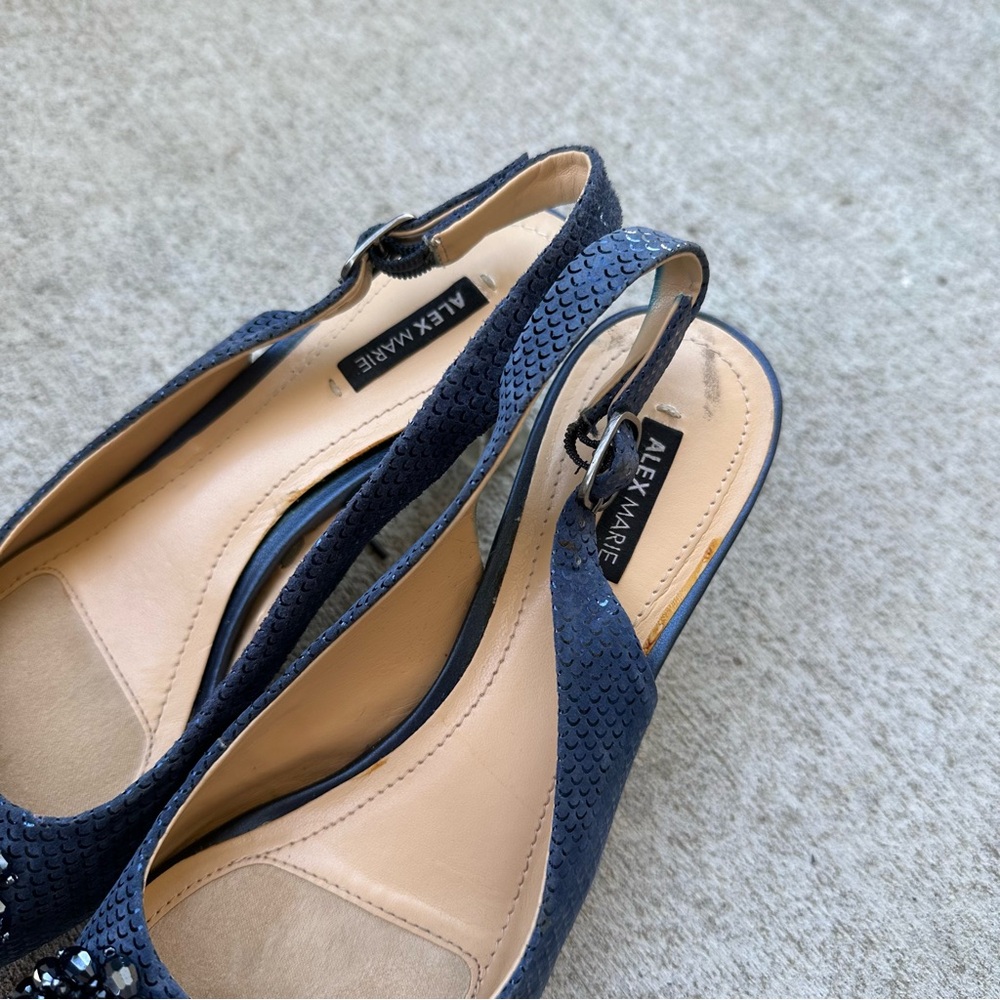 Alex Marie Elegant Navy Embellished Heels - Picture 3 of 4